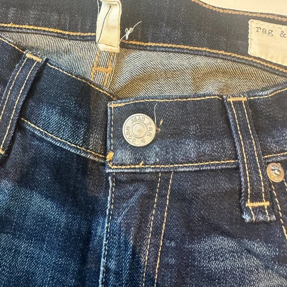 rag & bone dark blue distressed skinny jean - Picture 3 of 9